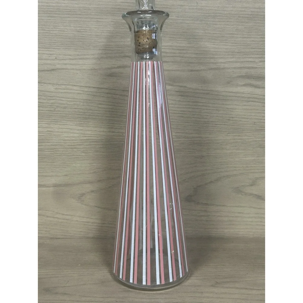 Old Kentucky Tavern Decanter & Stopper Whiskey Pink Striped Bottle 1950's